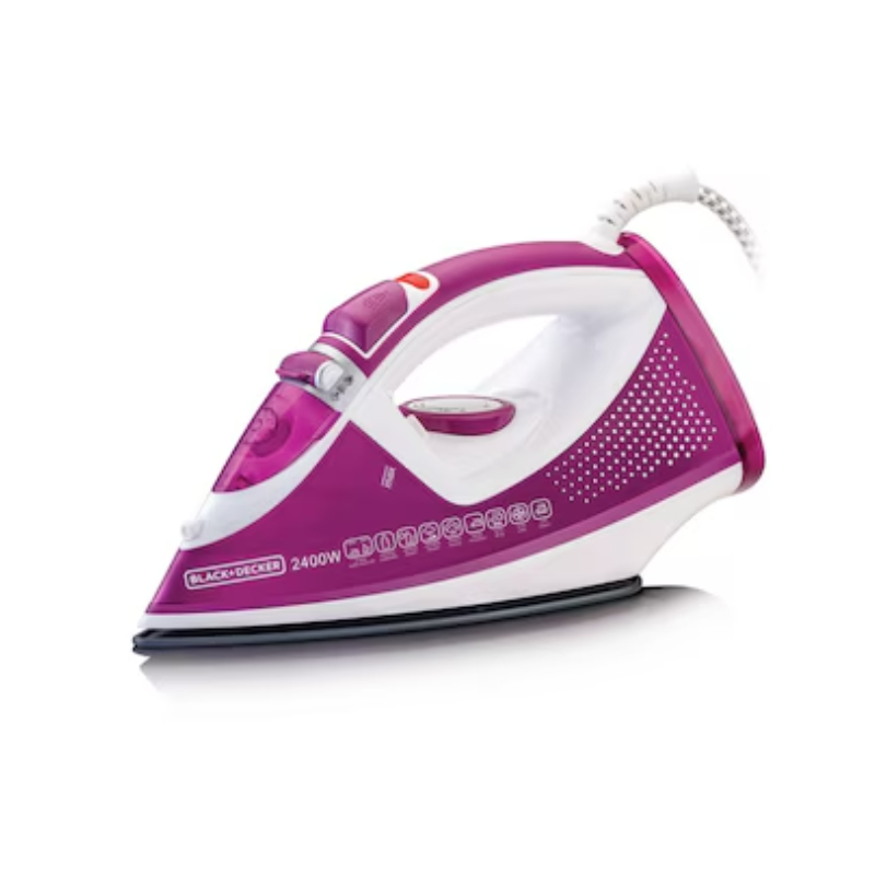 Black Decker 2400W Steam Iron with Auto Shutoff and Ceramic Soleplate, Magenta - X2450-B5