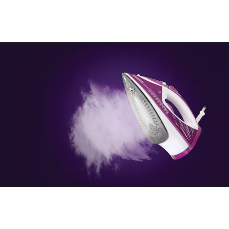 Black Decker 2400W Steam Iron with Auto Shutoff and Ceramic Soleplate, Magenta - X2450-B5